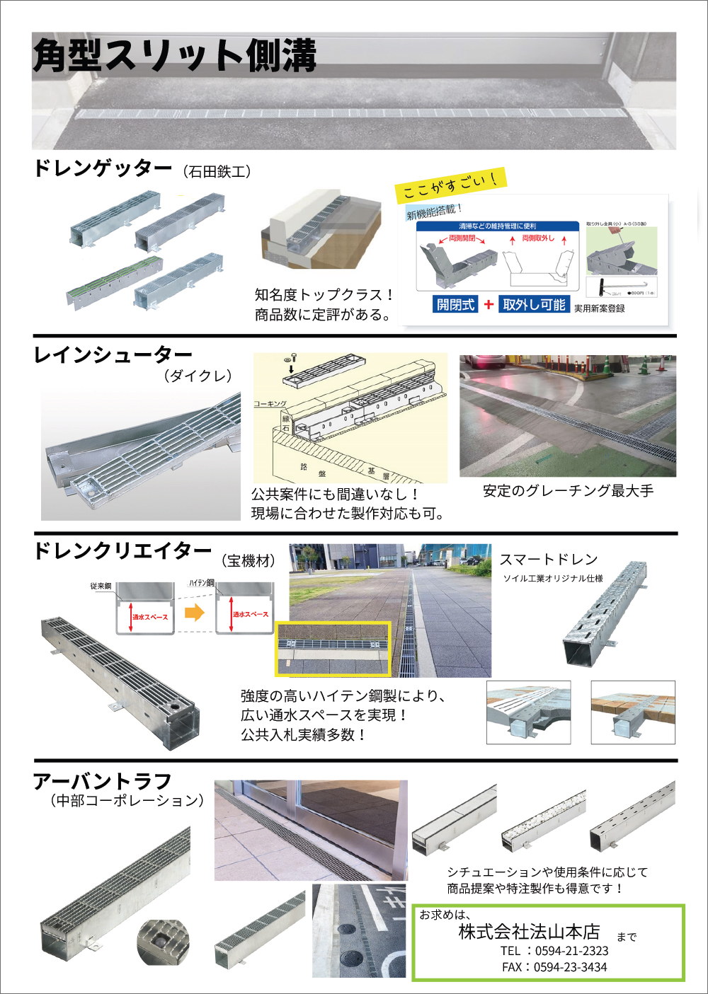 角型スリット側溝